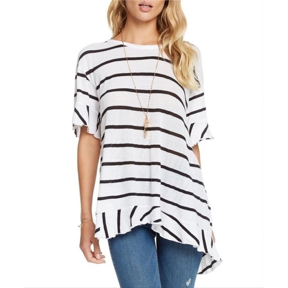 Chaser Gauzy Cotton Ruffle Blouse With Tulip Back - Picture 1 of 7